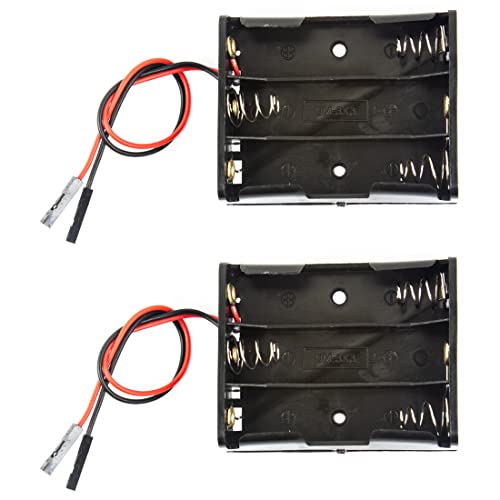 flashtree 2pcs 3 Slots aa 1.5v Total 4.5v Battery Box with Female pin