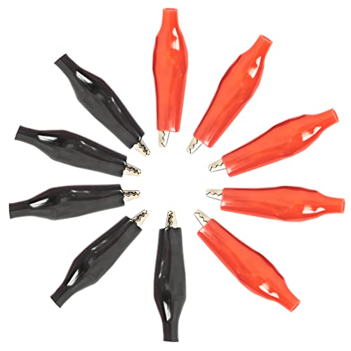 jujinglobal 10pcs Alligator Clips Clamps Crocodile Clamps Jumper Helper with Protective Insulation Cover Black and Red