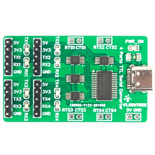 flashtree USB Type c 4 Ports TTL Serial convertor Breakout Board 1 to 4