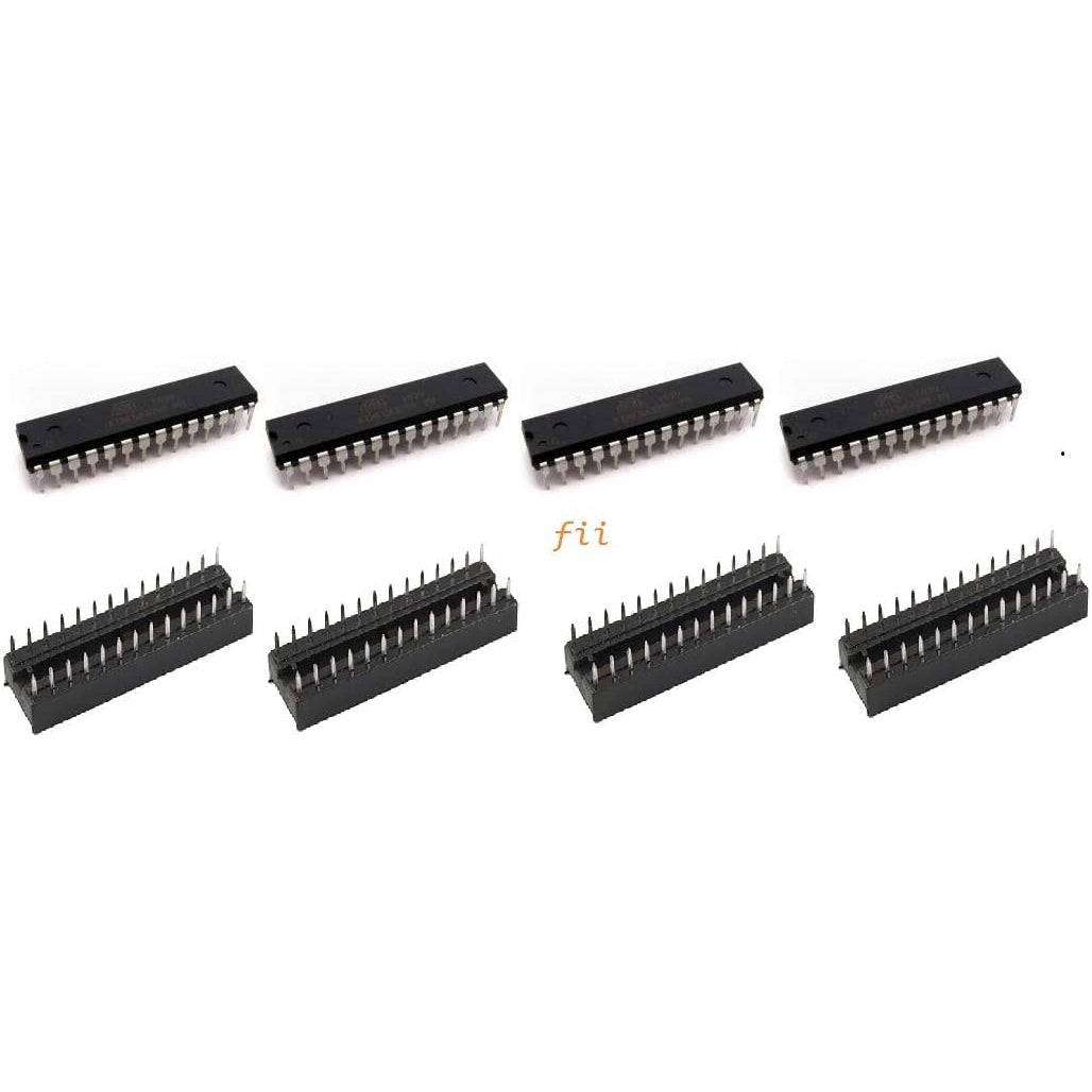 flashtree 4-pack NEW Atmega328p-pu Chip & DIP IC Socket Bundle w/ Arduino UNO Bootloader