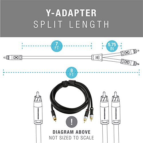 Mediabridgeâ„?Ultra Series RCA Y-Adapter (8 Feet) - 1-Male to 2-Male for Digital Audio or Subwoofer - Dual Shielded with RCA to RCA Gold-Plated Connectors - Black - (Part# CYA-1M2M-8B)