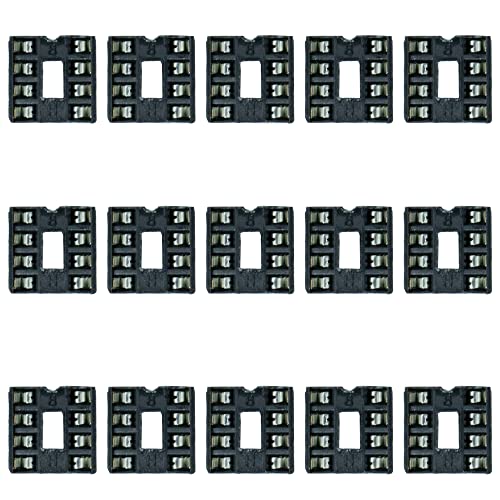 jujinglobal 15pcs DIP8 8 Pin DIP IC Socket Solder Type Double Row 8Pin 2.54MM IC Sockets Adapter