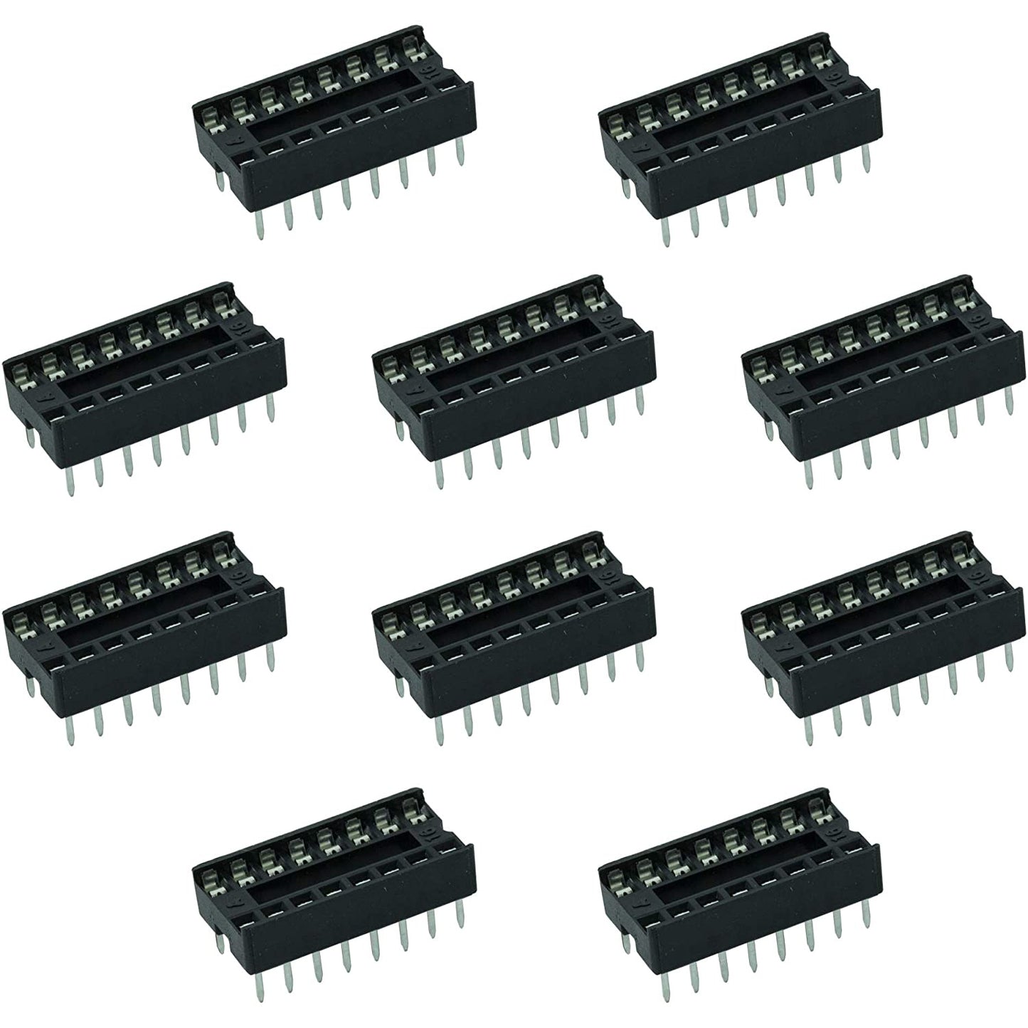 flashtree 10pcs DIP16 2.54mm 16 pin ic Socket DIP Sockets Solder Tail - 16-Pin 0.3"