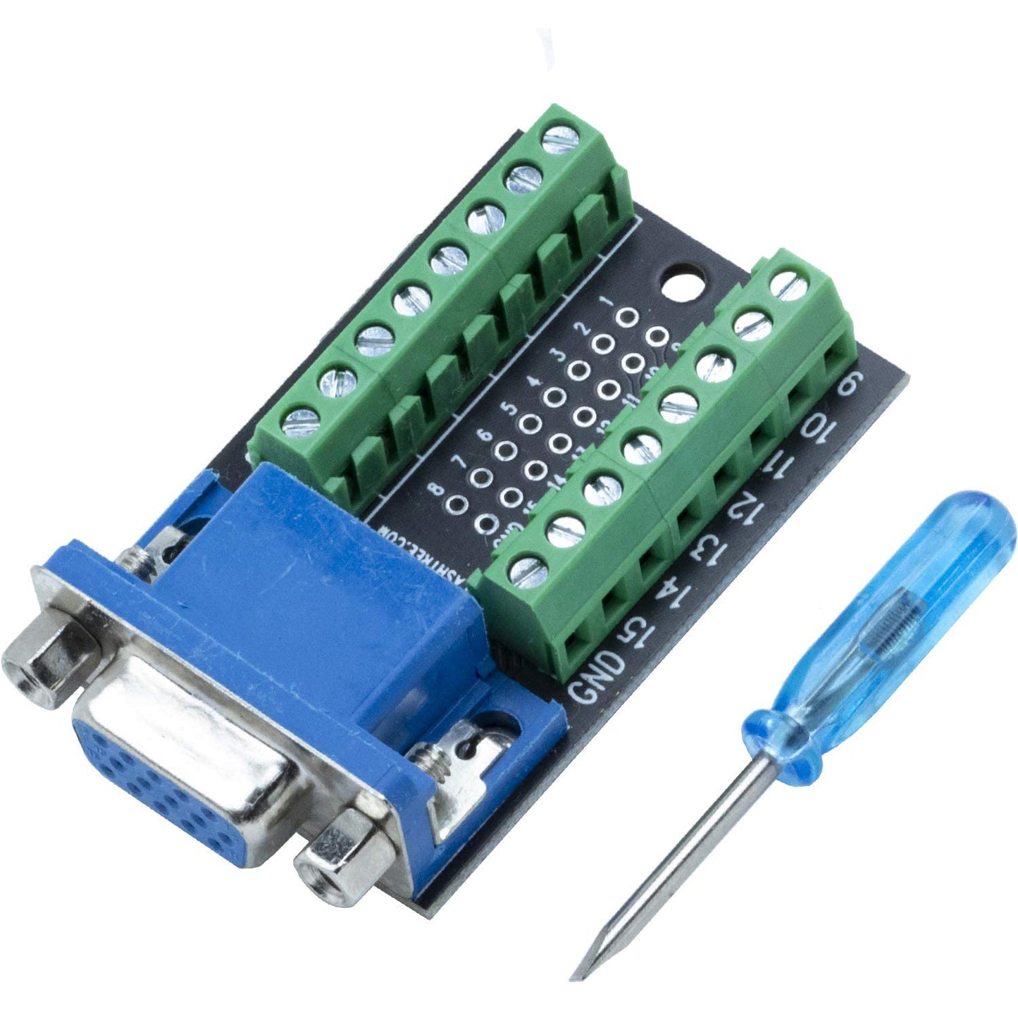 flashtree VGA DB15 Female 16Pin Jack Port to Terminal Breakout Board Connector 2Row Plug DR15 D-SUB Female