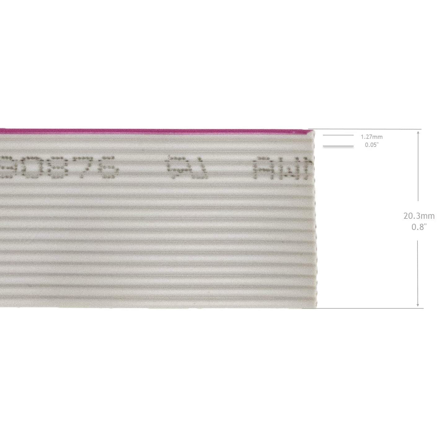 flashtree 9.8FT 3 Meters Flat Ribbon Cable 16P Grey IDC Wire 1.27mm Pitch for 2.54mm connectors