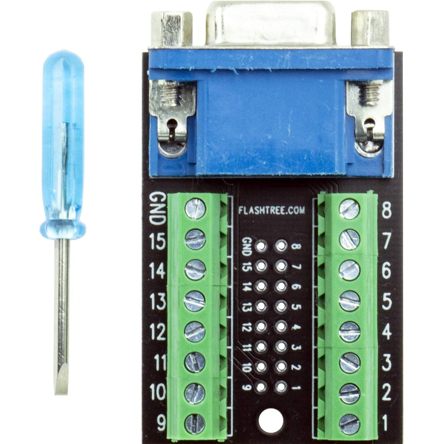 flashtree VGA DB15 Female 16Pin Jack Port to Terminal Breakout Board Connector 2Row Plug DR15 D-SUB Female