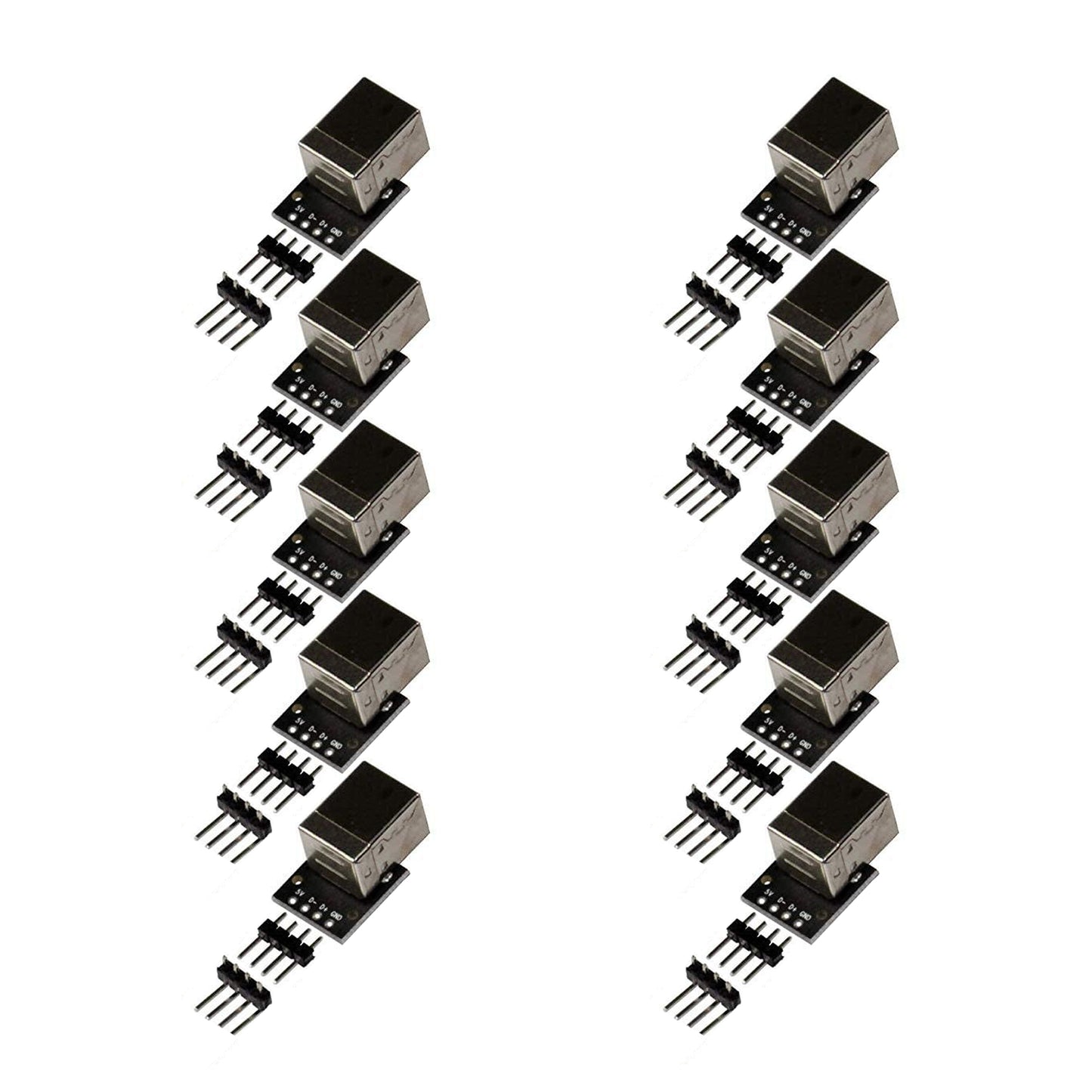 flashtree 10pcs USB 2.0 Type B Female Breakout Board 2.54mm Pin Out 100 mils