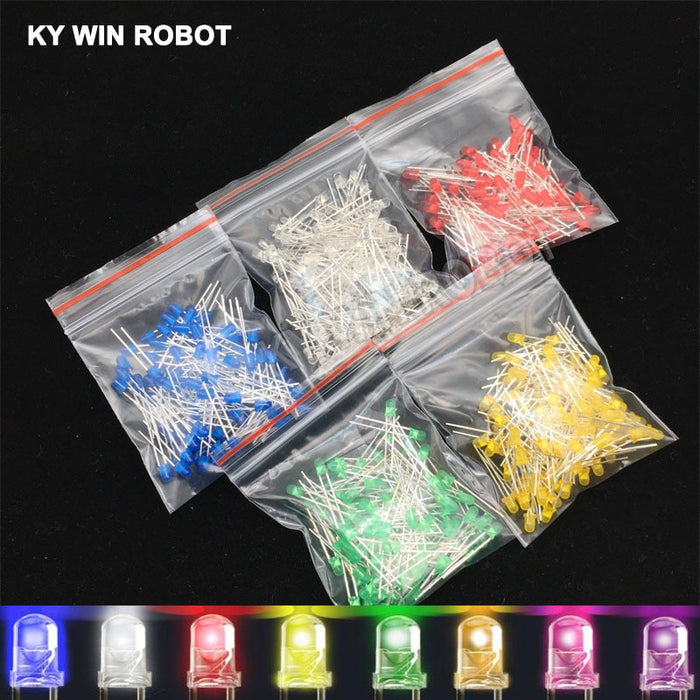 flashtree 100pcs 3mm LED Diode 3 mm Assorted Kit White Green Red Blue Yellow Orange Pink Purple Warm white DIY Light Emitting Diodes
