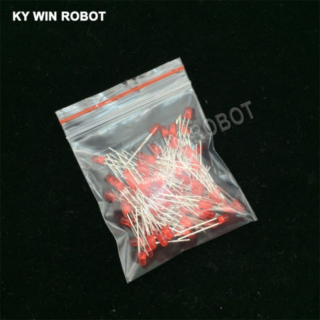 flashtree 100pcs 3mm LED Diode 3 mm Assorted Kit White Green Red Blue Yellow Orange Pink Purple Warm white DIY Light Emitting Diodes