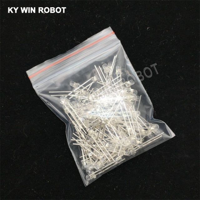 flashtree 100pcs 3mm LED Diode 3 mm Assorted Kit White Green Red Blue Yellow Orange Pink Purple Warm white DIY Light Emitting Diodes