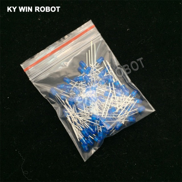 flashtree 100pcs 3mm LED Diode 3 mm Assorted Kit White Green Red Blue Yellow Orange Pink Purple Warm white DIY Light Emitting Diodes
