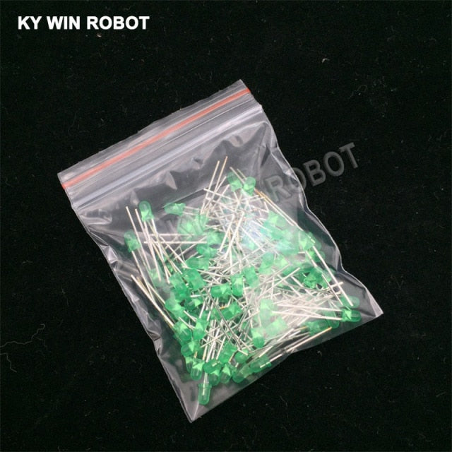 flashtree 100pcs 3mm LED Diode 3 mm Assorted Kit White Green Red Blue Yellow Orange Pink Purple Warm white DIY Light Emitting Diodes