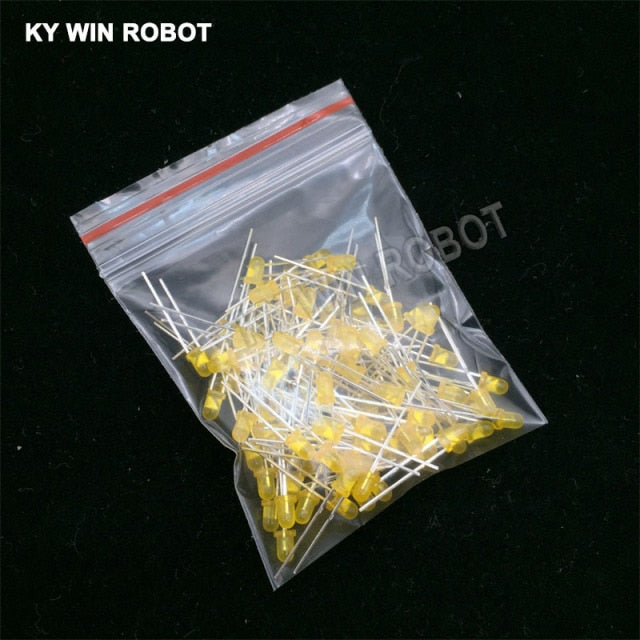 flashtree 100pcs 3mm LED Diode 3 mm Assorted Kit White Green Red Blue Yellow Orange Pink Purple Warm white DIY Light Emitting Diodes