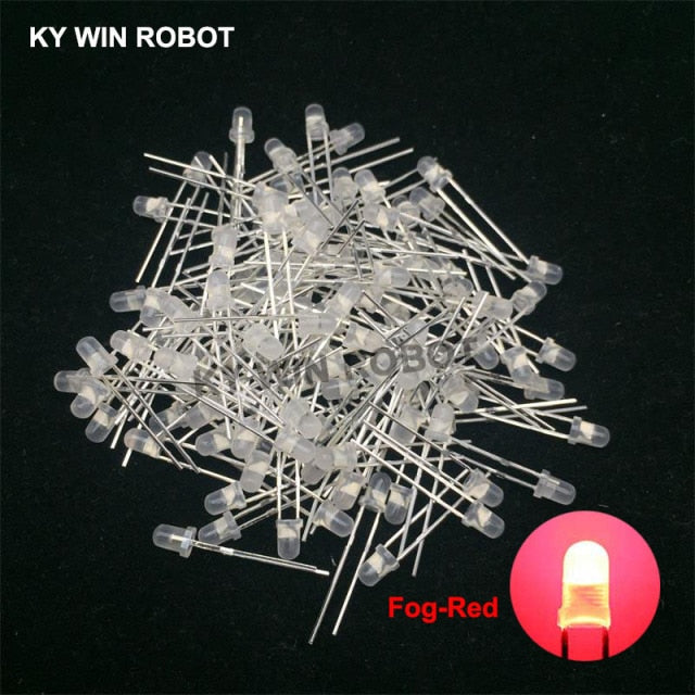 flashtree 100pcs 3mm LED Diode 3 mm Assorted Kit White Green Red Blue Yellow Orange Pink Purple Warm white DIY Light Emitting Diodes