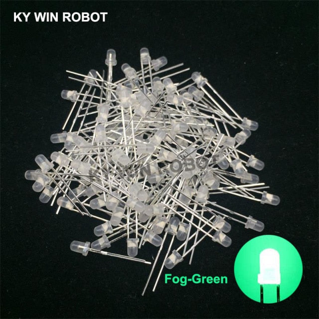 flashtree 100pcs 3mm LED Diode 3 mm Assorted Kit White Green Red Blue Yellow Orange Pink Purple Warm white DIY Light Emitting Diodes