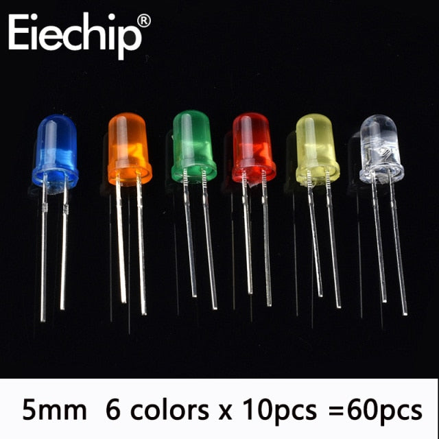 flashtree 100pcs/200pcs 3mm 5mm LED Diode Assorted Kit White Green Red Blue Yellow Orange F3 F5 Leds Light Emitting Diodes DIY electronic