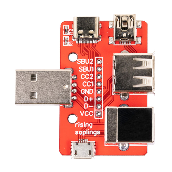 flashtree USB 6 in 1 Breakout Type A Male to Mini Type-c Micro Type B Female Board