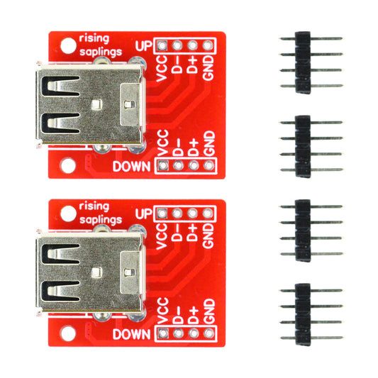flashtree 2pcs Double layer USB2.0 transfer test board is welded well, USB2.0 horizontal plug in to 2.54mm double layer full package USB