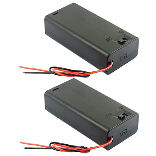 jujinglobal 2pcs 2AA 2x1.5V Battery Holder Box 2 Slot with Switch ON/Off with Wire