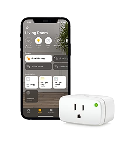 Eve Energy - Apple HomeKit Smart Home, Smart Plug & Power Meter with Built-In Schedules & Switches, App Compatibility, Bluetooth and Thread