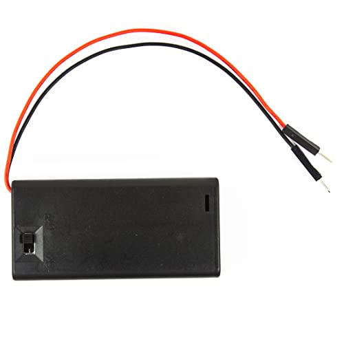 flashtree 2pcs 2 Slots aa 1.5v Total 3v Battery Box with Male pin