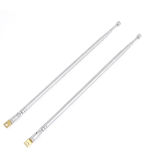 flashtree 1 Pair AM FM Radio Universal Antenna, 62.5cm 24.6" Length 4 Section Telescopic Stainless Steel Replacement Antenna Aerial for Radio TV