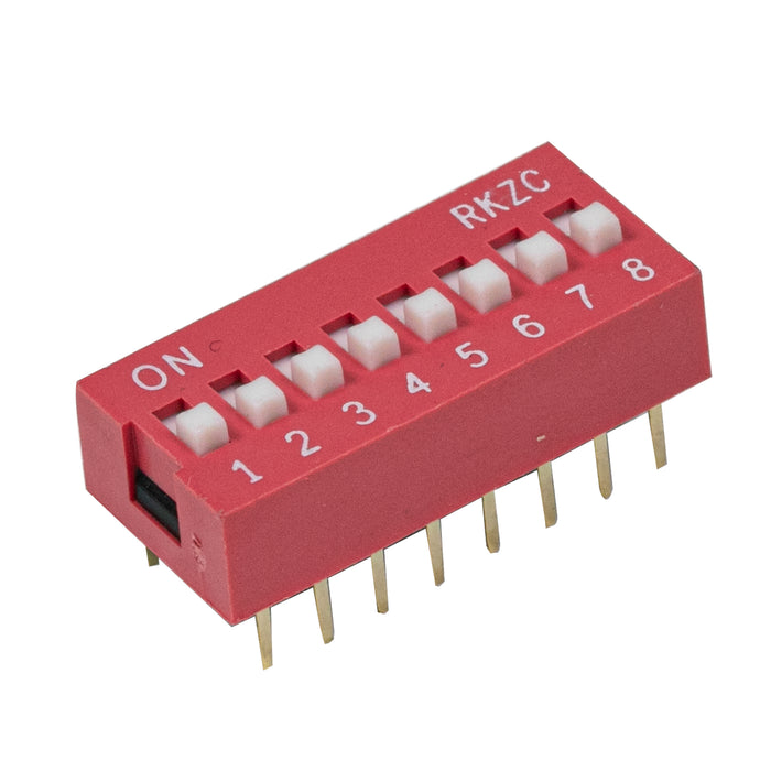 flashtree 10pcs Dip switch coding switch horizontal switch 2p 8 bit 2.54mm red