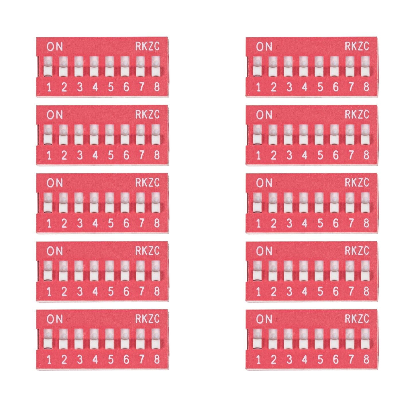 flashtree 10pcs Dip switch coding switch horizontal switch 2p 8 bit 2.54mm red