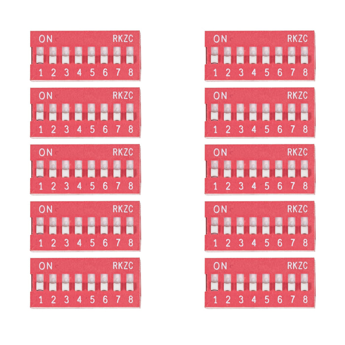 flashtree 10pcs Dip switch coding switch horizontal switch 2p 8 bit 2.54mm red