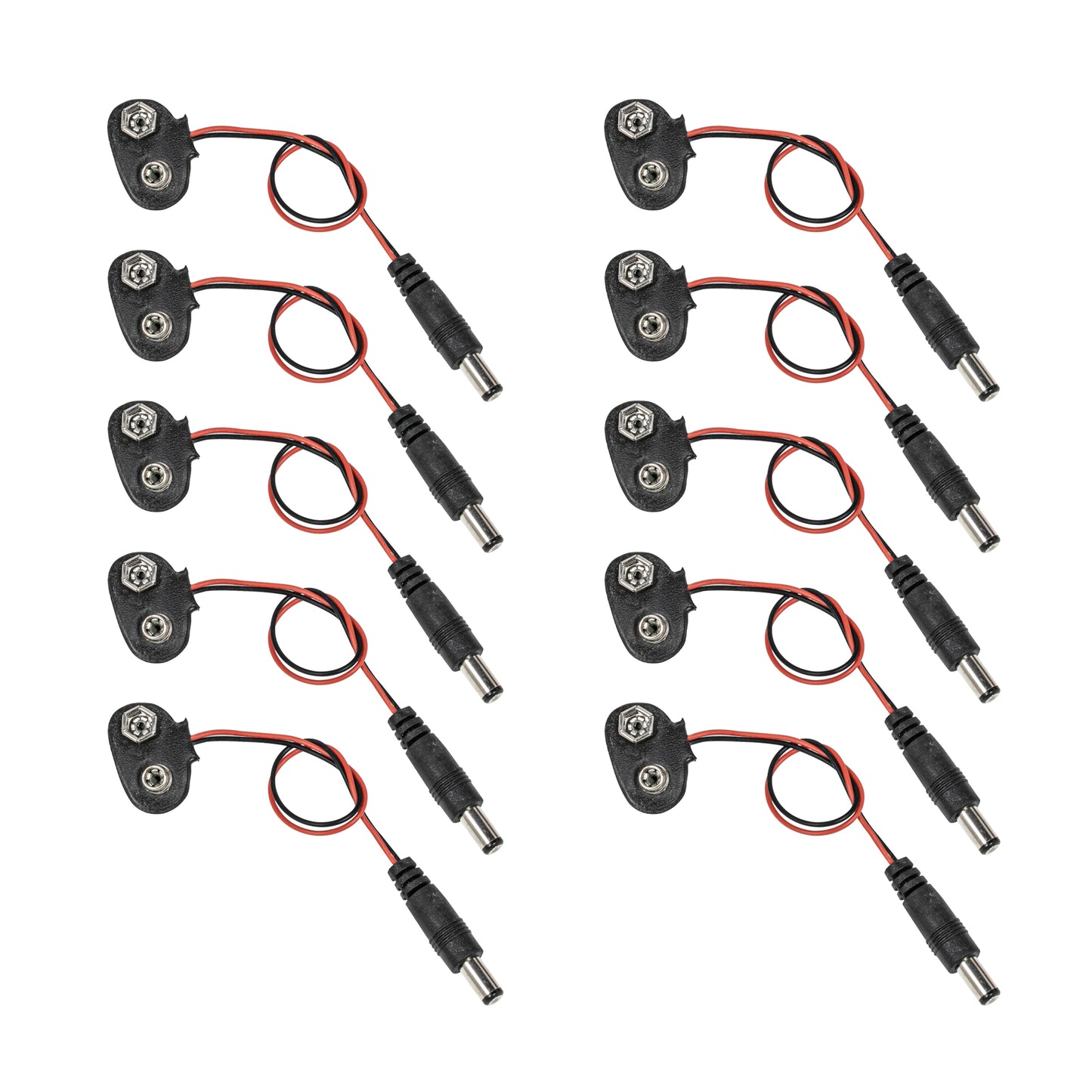 flashtree 10pcs 9V battery button connector battery 9V universal square battery connector cassette lead 9V battery button hat strap 5.5 * 2.1 plug