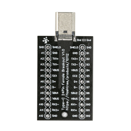 flashtree usb type-c 24 Pins Female breakout Board 2.54mm Pins Output