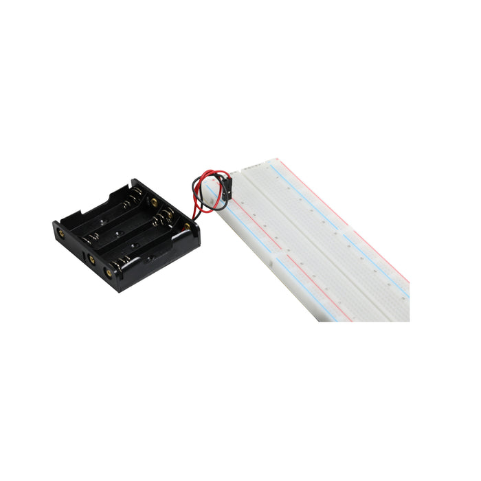 flashtree 4pcs 4 x 1.5V AA Battery Case Holder Storage Plastic Box Battery Spring Clip Black Red Wire with Dupont Male Connector