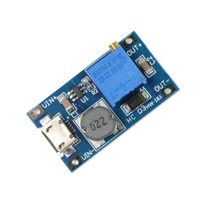 flashtree 5pcs DC-DC adjustable 2577 boost module wide voltage input 2 / 24 V, 5 / 9 / 12 / 2, with micro USB 2A