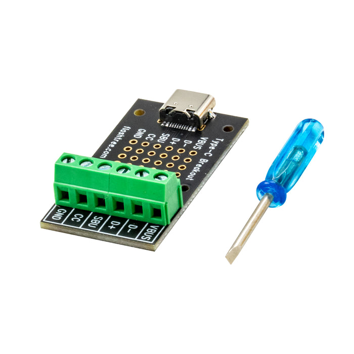 flashtree 2pcs USB Type-C Female Breakout Board 6 pins Out (3.81mm 150mils 0.15_ Pitch) and Jack Port to Terminal