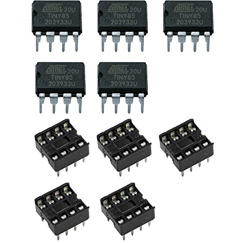 jujinglobal 5pcs attiny85 20u 20pu tiny85 dip8 and ic Socket