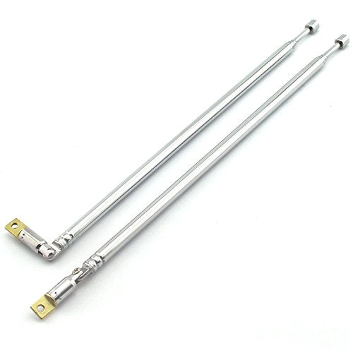 flashtree 1 Pair AM FM Radio Universal Antenna, 62.5cm 24.6" Length 4 Section Telescopic Stainless Steel Replacement Antenna Aerial for Radio TV
