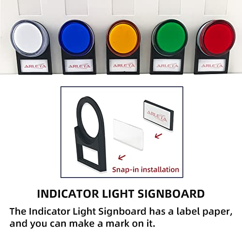 flashtree Arleta 10pcs Voltage 12V/24V/110V/120V Current 20mA Energy Saving LED Indicator Light Mounting Hole Size 22mm(7/8 Inch) Green Yellow Red Blue White (Blue, 12V)