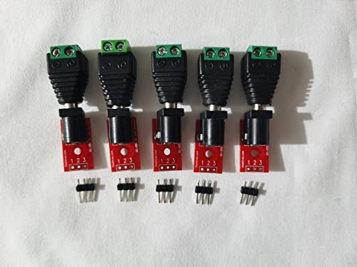 flashtree 5pcs DC Plug with Expansion Board 2.1mm with 3pin Straight Header