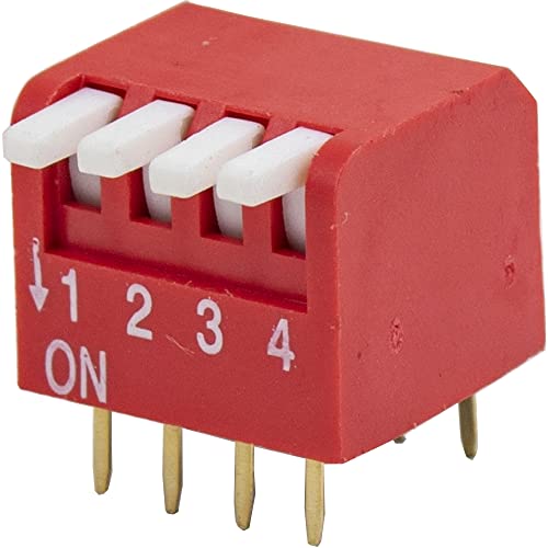 jujinglobal 10pcs 1-bit 2-bit 4-bit 8-bit 1 2 4 8 bits Switch Code 2.54mm Pitch (4 bits Red Side Open)