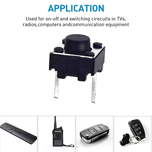 flashtree 20 Pcs 6mm 2 Pin Momentary Tactile Tact Push Button Switch Through Hole Breadboard Friendly for Panel PCB