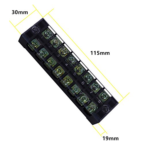 flashtree 6pcs 600V 25A Dual Row 8 Position Screw Terminal Strip and 6Pcs 400V 25A 8 Position Black/Red Pre Insulated Terminal Barrier Strip