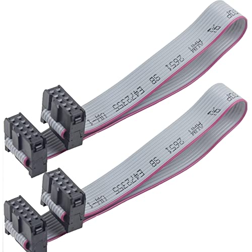jujinglobal 2pcs 2x5 10P 10 Pins IDC 2.54MM Gray Ribbon Cable About 20cm…