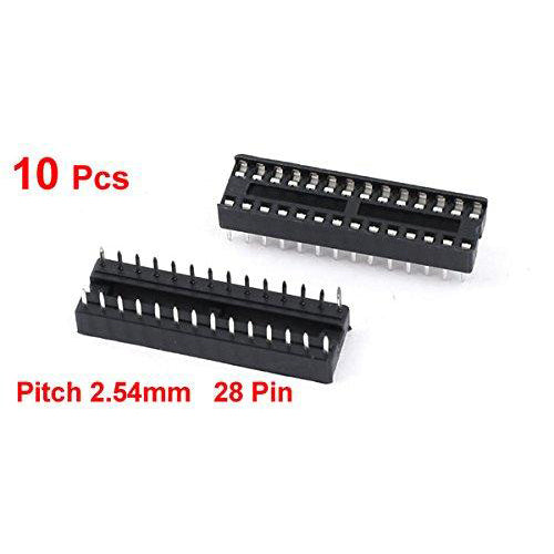 flashtree 10pcs 2.54 mm 2 Row 28 Pin Solder Narrow DIP IC Chip Socket Adaptor