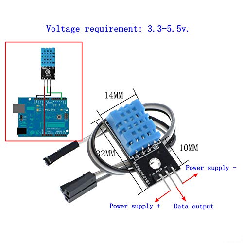 flashtree 2pcs DHT11 Temperature Humidity Sensor Module Digital Temperature Humidity Sensor 3.3V-5V with Wires for Arduino Raspberry Pi 2 3 (2pcs DHT11)