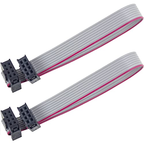 jujinglobal 2pcs 2x4 8P 8 Pins IDC Connector 2.54MM Gray Flat Ribbon Cable About 20cm (8")