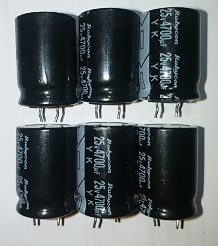 jujinglobal Aluminum Radial Electrolytic Capacitor Capacitors DIP 2P (4700uF 25V 18x26mm (6pcs))