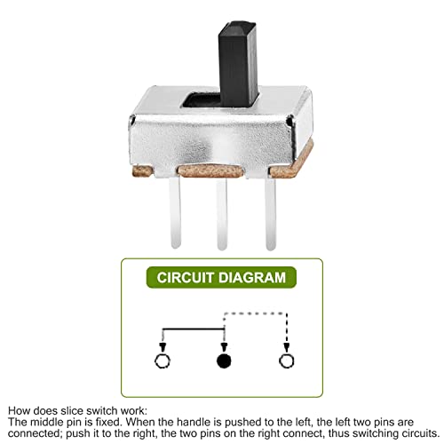 flashtree Mini SPDT Slide Switch 3 Position Micro Slide Switch 3 Pin 1p2t Switch For PCB Arduino Breadboard Electronic Board Toggle Vertical Slide Switch Panel Mount Miniature Switch Small Dip 20pcs 4mm