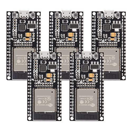 flashtree 5pcs ESP-WROOM-32 ESP32 ESP-32S NodeMCU WiFi WLAN CP2102 ESP32-WROOM-32 IoT 2-in-1 2.4GHz Dual-Mode WiFi + Bluetooth Dual Cores Microcontroller Processor Compatible with Arduino IDE