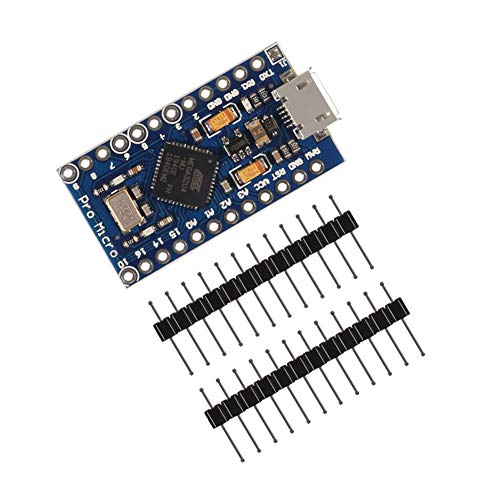 flashtree 2pcs Pro Micro ATmega32U4 5V 16MHz Micro-USB Development Module Board with 2 Row pin Header Compatible ard-uino Leonardo Replace ATmega328 Pro Mini