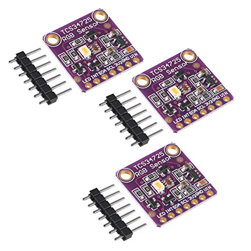 flashtree 3pcs TCS-34725 TCS34725 RGB Light Color Sensor Colour Recognition Module RGB Color Sensor with IR Filter and White LED for Arduino